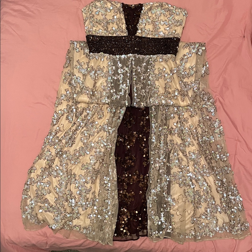 Vintage Sequin Embellished Renaissance Strapless Evening Gown size 26 S